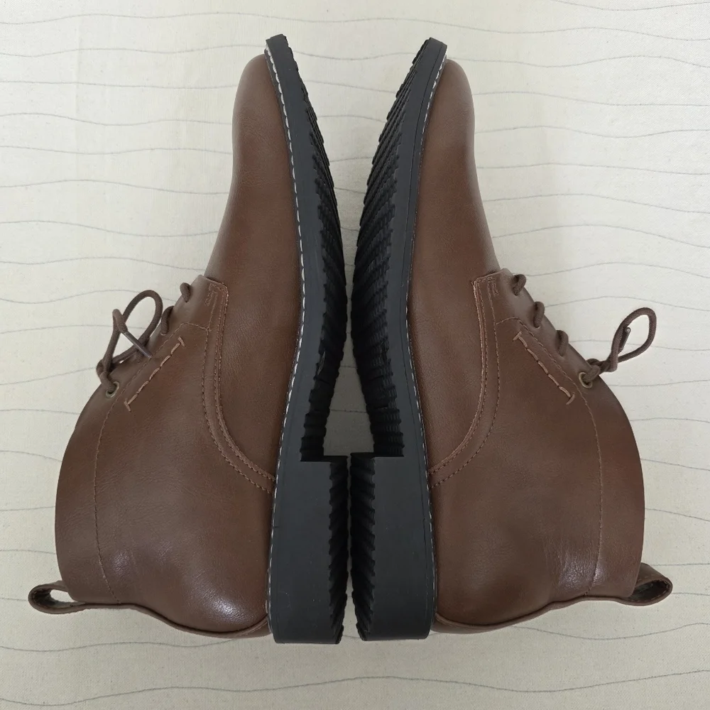 GUESS Mens Faux Leather Brown Ankle Dress Boots Shoes GMTINLY-R Size 8.5 NEW